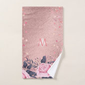 Giresters Ever ROSEGOLD Blue Pink Floral MONOGRAM Handtuch (Handtuch)