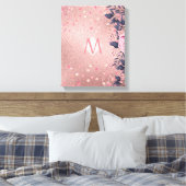 Giresters Ever ROSEGOLD Blue Pink Floral MONOGRAM Leinwanddruck (Insitu (Schlafzimmer))