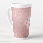 Giresters Ever ROSEGOLD Blue Pink Floral MONOGRAM Milchtasse (Linke Ecke)