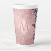 Giresters Ever ROSEGOLD Blue Pink Floral MONOGRAM Milchtasse (Vorderseite)