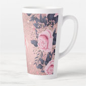 Giresters Ever ROSEGOLD Blue Pink Floral MONOGRAM Milchtasse (Rechts)