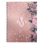Giresters Ever ROSEGOLD Blue Pink Floral MONOGRAM Notizblock (Vorderseite)