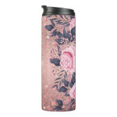 Giresters Ever ROSEGOLD Blue Pink Floral MONOGRAM Thermosbecher (Nach rechts gedreht)