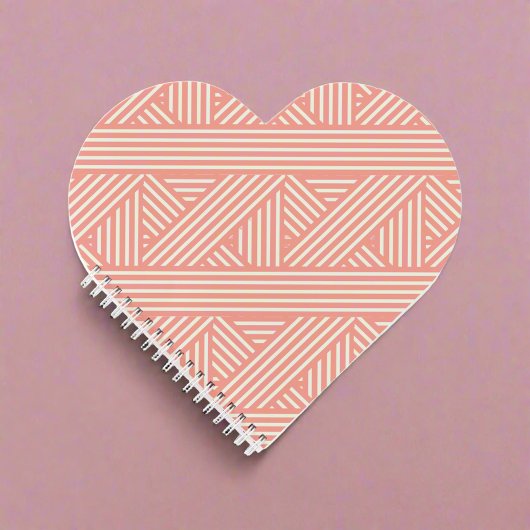 Girinine Blush rosa Geometrisches Muster Herz Notizblock