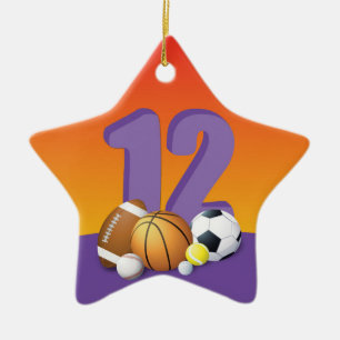 Girl 12. Geburtstag Sportbälle Keramik Ornament