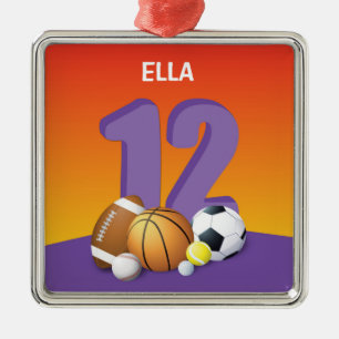 Girl 12. Geburtstag Sportbälle Ornament Aus Metall