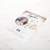 Girl 1. Geburtstag Rose Gold Foto Folieneinladung (Gedreht)