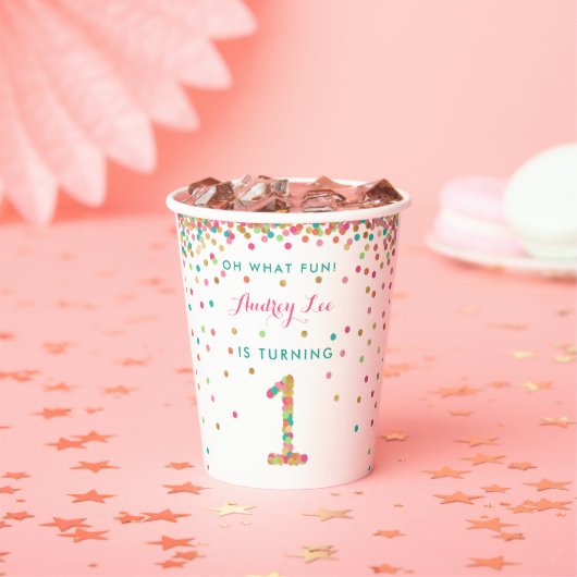 Girl 1. Geburtstagsparty Pappbecher (Insitu)