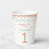 Girl 1. Geburtstagsparty Pappbecher (Rückseite)