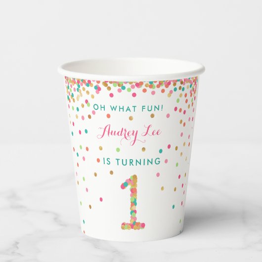 Girl 1. Geburtstagsparty Pappbecher (Rückseite)