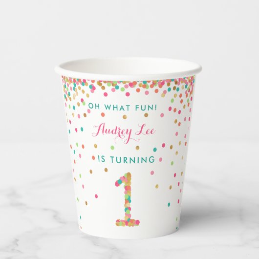 Girl 1. Geburtstagsparty Pappbecher (Vorderseite)