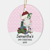 Girl 2. Christmas Santa Zebra Personalisiert Keramikornament (Links)