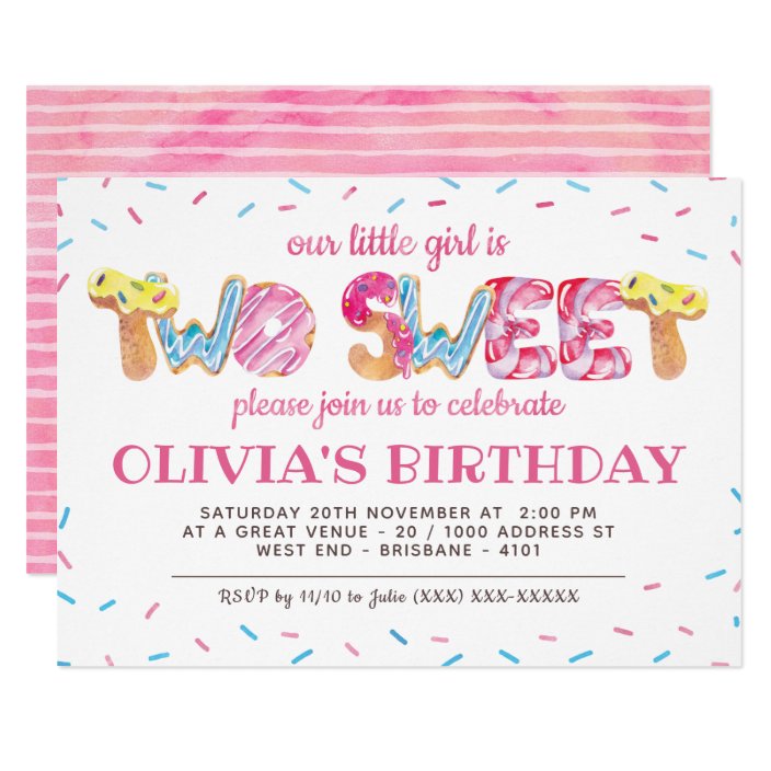 Girl 2 Geburtstag Einladung 2 Sweet Candyland Zazzle De