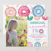 Girl 2. Geburtstag Einladung Zwei Sweet Donut Foto (Vorne/Hinten)