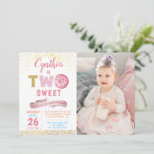 Girl 2. Geburtstag Einladung Zwei Sweet Donut Foto (Stehend Vorderseite)