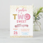 Girl 2. Geburtstag Einladung Zwei Sweet Donut Part (Stehend Vorderseite)