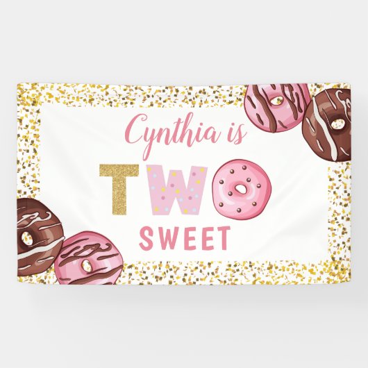 Girl 2. Geburtstag Zwei Sweet Donuts Party Banner (Horizontal)