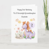 Girl 2nd Birthday Purple Dinosaur Card Karte (Vorderseite)