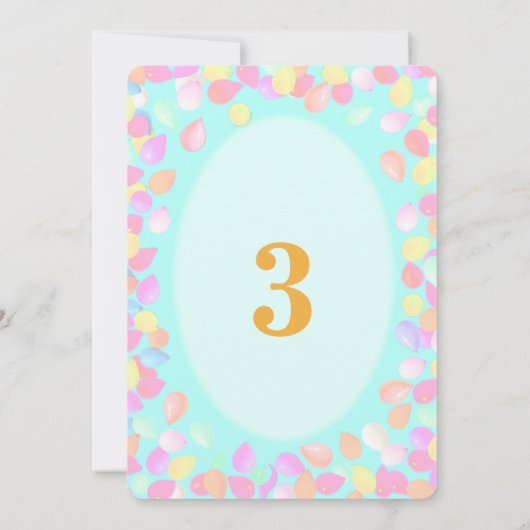 Girl 3. Geburtstagsballons Einladung (Rückseite)