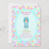 Girl 3. Geburtstagsballons Einladung (Vorderseite)