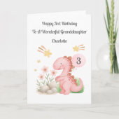 Girl 3rd Birthday Pink Orange Dinosaur Card Karte (Vorderseite)