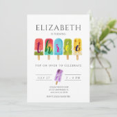 Girl 3rdn Birthday Sommer Popsim Eiscreme Einladung (Stehend Vorderseite)