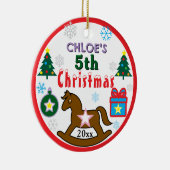Girl 5th Christmas Horse Tree PHOTO Keramik Ornament (Rechts)