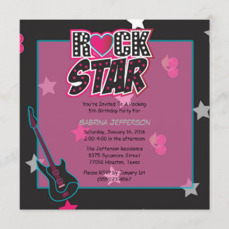 Girl 5x5 Rock Rock Star Geburtstagsparty Einladung