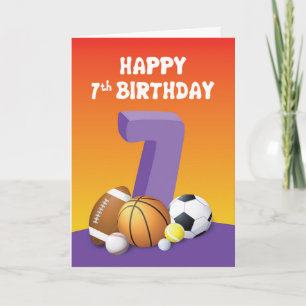 Girl 7. Geburtstag Sportbälle Karte