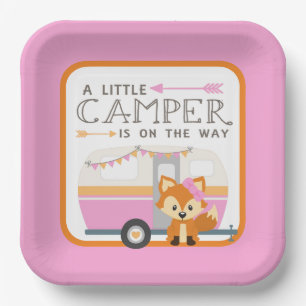 Girl A Little Camper RV Camper Kinderdusche Pink Pappteller