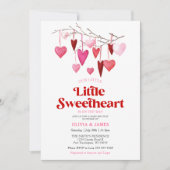 Girl A Little Sweetheart Valentine Baby Dusche Einladung (Vorderseite)