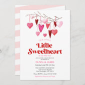 Girl A Little Sweetheart Valentine Baby Dusche Einladung (Vorne/Hinten)