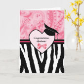 Girl Abschluss Gratulation Zebra Pattern Karte (Gelbe Blume)