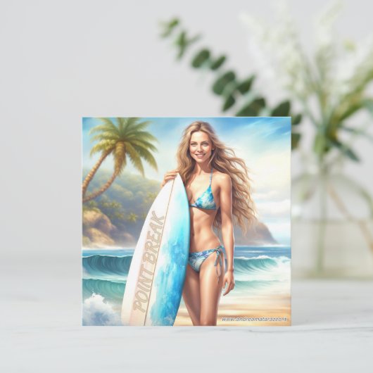 Girl Action Point Break Einladung (Stehend Vorderseite)