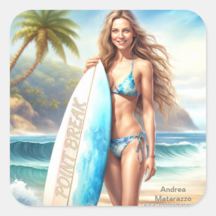 Girl Action Point Break Quadratischer Aufkleber