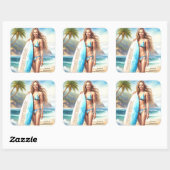 Girl Action Point Break Quadratischer Aufkleber (Blatt)