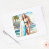 Girl Action Point Break Quadratischer Aufkleber (Umschlag)