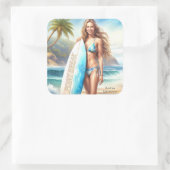 Girl Action Point Break Quadratischer Aufkleber (Tasche)