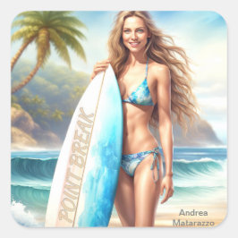 Girl Action Point Break Quadratischer Aufkleber