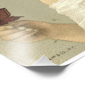 Girl Admiring Butterfly Ephemera Foto Print (Ecke)