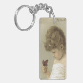 Girl Admiring Butterfly Ephemera Schlüsselanhänger (Vorderseite links)