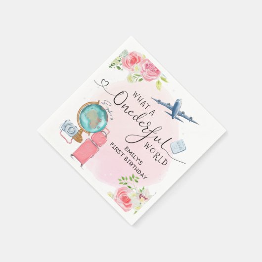Girl Adventure ONEderful World 1. Erster Geburtsta Serviette (Ecke)