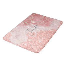 Girl Agate Pink Glitzer Blush Monogram Badematte