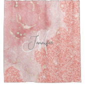 Girl Agate Pink Glitzer Blush Monogram Duschvorhang (Vorderseite)
