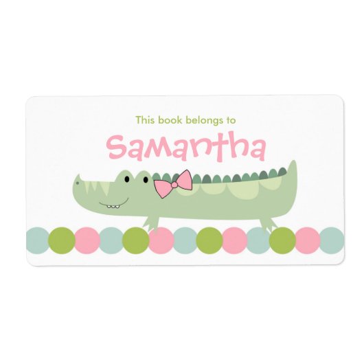 Girl Alligator Buchzeichen Label / Buchungsplatte (Vorne)