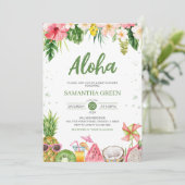 Girl Aloha Hawaiian Baby Shower Einladung (Stehend Vorderseite)