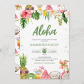 Girl Aloha Hawaiian Baby Shower Einladung (Vorne/Hinten)