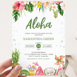 Girl Aloha Hawaiian Baby Shower Einladung