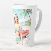 Girl am Strand mit einem klassischen Auto Milchtasse (Rechte Ecke)