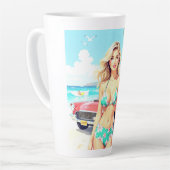 Girl am Strand mit einem klassischen Auto Milchtasse (Linke Ecke)